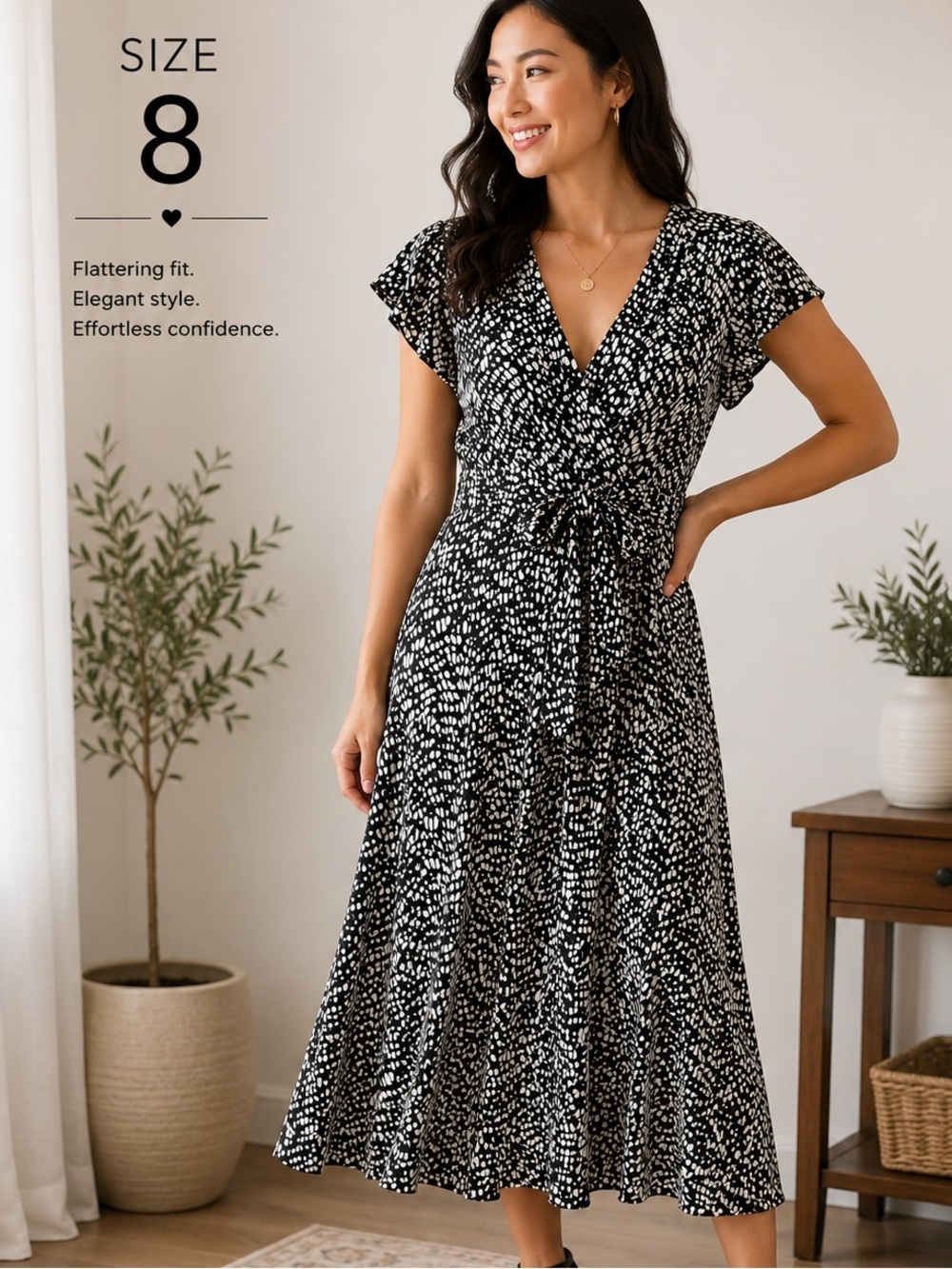 Christopher & Banks Black and White Printed Midi Dress
Pit 15”
Length 42”